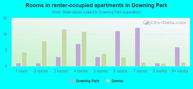 Rooms in renter-occupied apartments in Downing Park