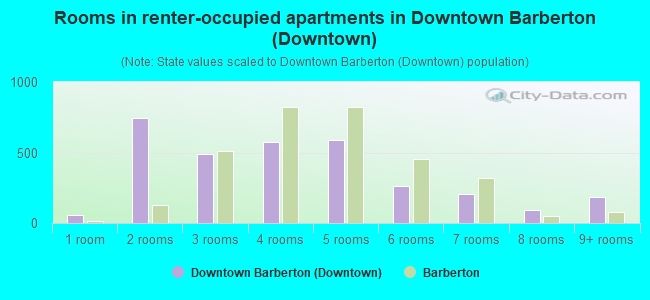 Rooms in renter-occupied apartments in Downtown Barberton (Downtown)