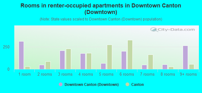 Rooms in renter-occupied apartments in Downtown Canton (Downtown)