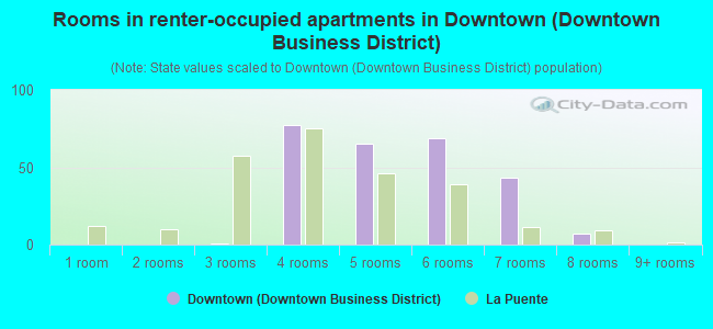 Rooms in renter-occupied apartments in Downtown (Downtown Business District)