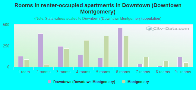 Rooms in renter-occupied apartments in Downtown (Downtown Montgomery)