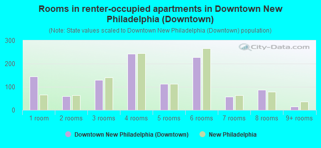 Rooms in renter-occupied apartments in Downtown New Philadelphia (Downtown)