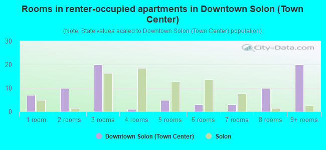 Rooms in renter-occupied apartments in Downtown Solon (Town Center)