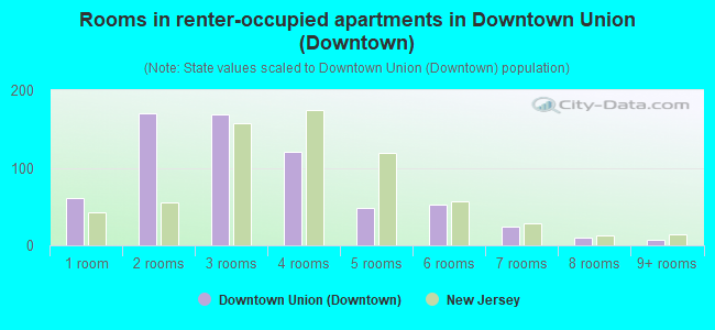 Rooms in renter-occupied apartments in Downtown Union (Downtown)