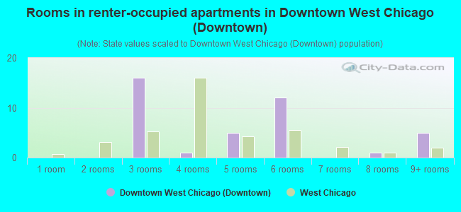 Rooms in renter-occupied apartments in Downtown West Chicago (Downtown)