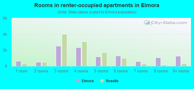 Rooms in renter-occupied apartments in Elmora