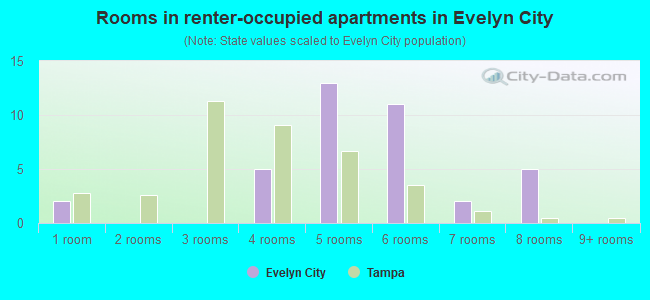 Rooms in renter-occupied apartments in Evelyn City