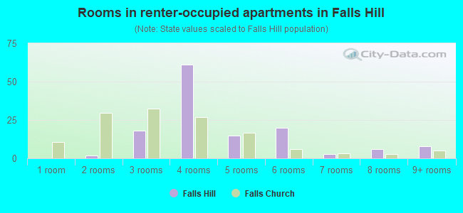 Rooms in renter-occupied apartments in Falls Hill