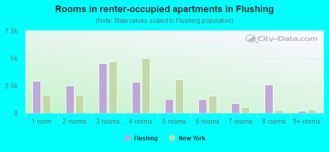 Rooms in renter-occupied apartments in Flushing