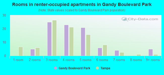 Rooms in renter-occupied apartments in Gandy Boulevard Park