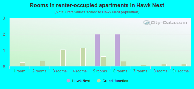 Rooms in renter-occupied apartments in Hawk Nest