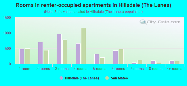 Rooms in renter-occupied apartments in Hillsdale (The Lanes)