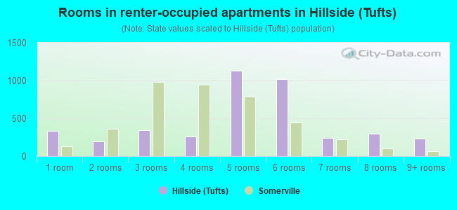 Rooms in renter-occupied apartments in Hillside (Tufts)
