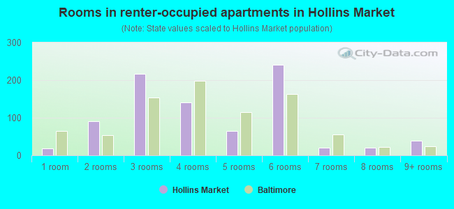 Rooms in renter-occupied apartments in Hollins Market