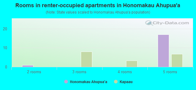 Rooms in renter-occupied apartments in Honomakau Ahupua`a