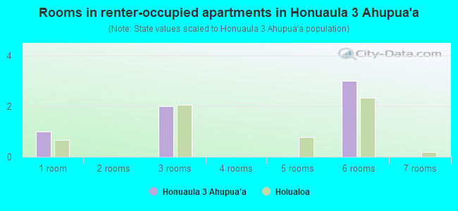 Rooms in renter-occupied apartments in Honuaula 3 Ahupua`a