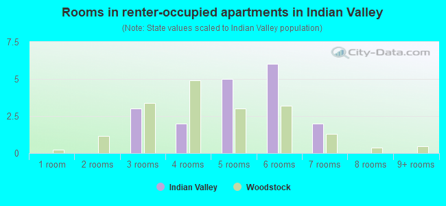 Rooms in renter-occupied apartments in Indian Valley