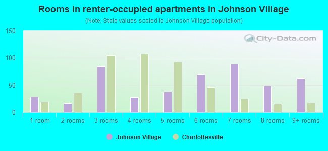 Rooms in renter-occupied apartments in Johnson Village