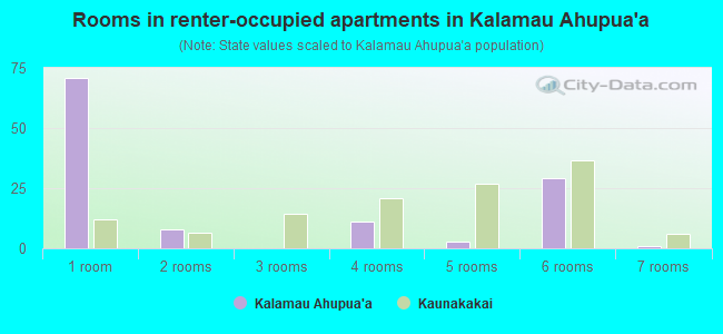Rooms in renter-occupied apartments in Kalamau Ahupua`a