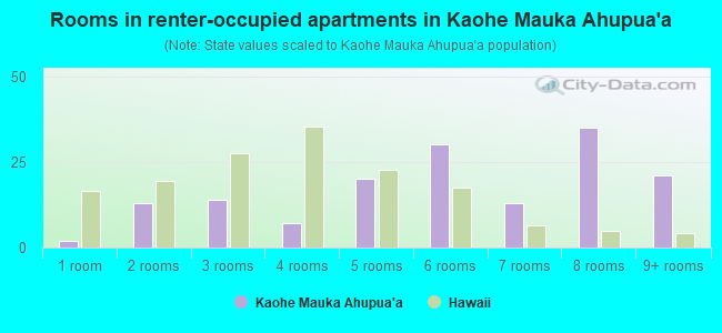 Rooms in renter-occupied apartments in Kaohe Mauka Ahupua`a