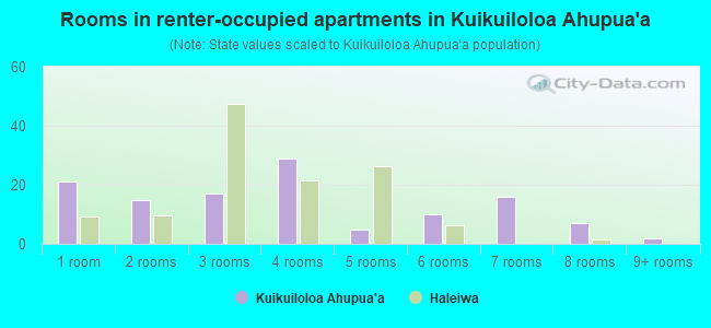 Rooms in renter-occupied apartments in Kuikuiloloa Ahupua`a