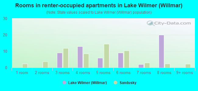 Rooms in renter-occupied apartments in Lake Wilmer (Willmar)