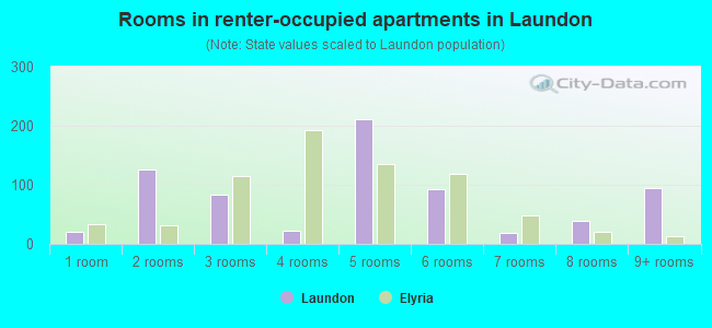 Rooms in renter-occupied apartments in Laundon