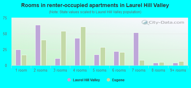 Rooms in renter-occupied apartments in Laurel Hill Valley