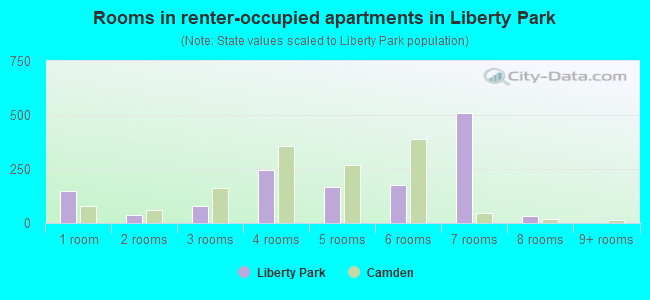 Rooms in renter-occupied apartments in Liberty Park