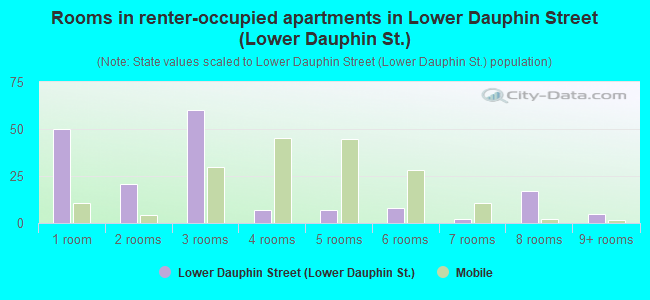 Rooms in renter-occupied apartments in Lower Dauphin Street (Lower Dauphin St.)