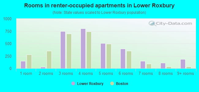 Rooms in renter-occupied apartments in Lower Roxbury