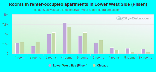 Rooms in renter-occupied apartments in Lower West Side (Pilsen)