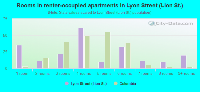 Rooms in renter-occupied apartments in Lyon Street (Lion St.)