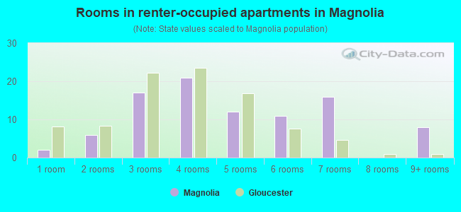 Rooms in renter-occupied apartments in Magnolia