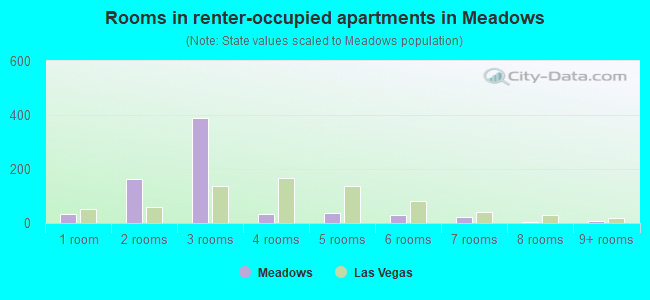 Rooms in renter-occupied apartments in Meadows