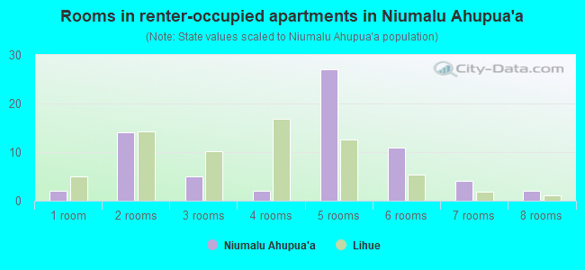 Rooms in renter-occupied apartments in Niumalu Ahupua`a