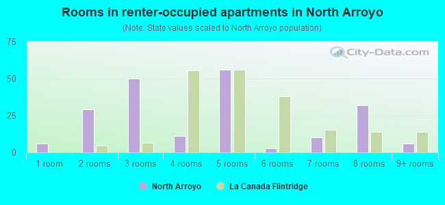 Rooms in renter-occupied apartments in North Arroyo