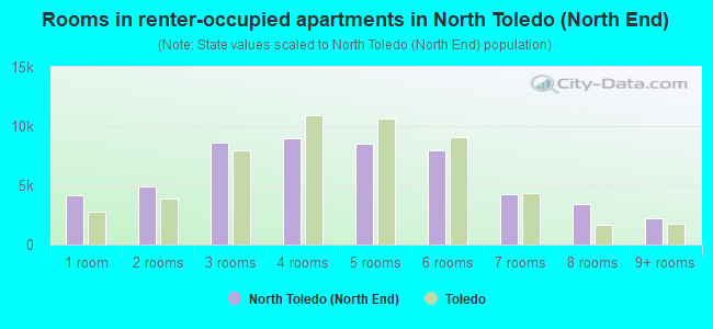 Rooms in renter-occupied apartments in North Toledo (North End)