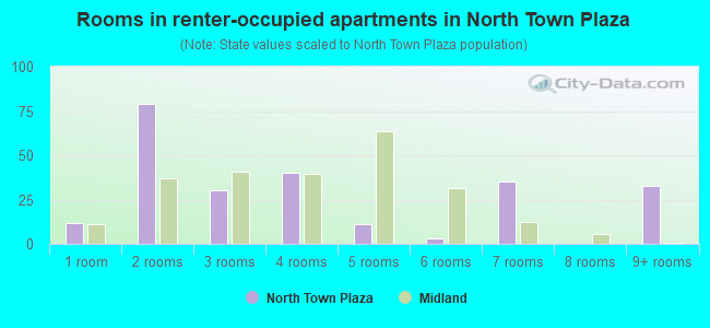 Rooms in renter-occupied apartments in North Town Plaza
