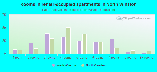 Rooms in renter-occupied apartments in North Winston