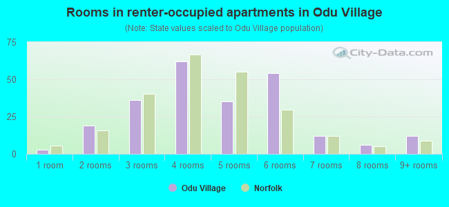 Rooms in renter-occupied apartments in Odu Village