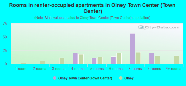 Rooms in renter-occupied apartments in Olney Town Center (Town Center)