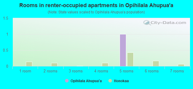 Rooms in renter-occupied apartments in Opihilala Ahupua`a