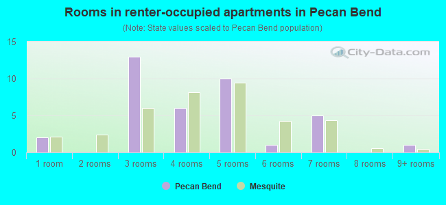 Rooms in renter-occupied apartments in Pecan Bend