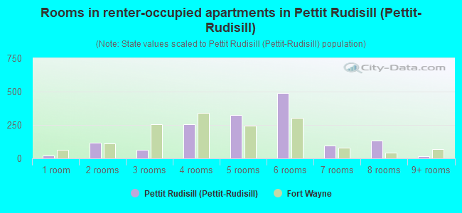 Rooms in renter-occupied apartments in Pettit Rudisill (Pettit-Rudisill)