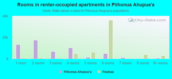 Rooms in renter-occupied apartments in Piihonua Ahupua`a