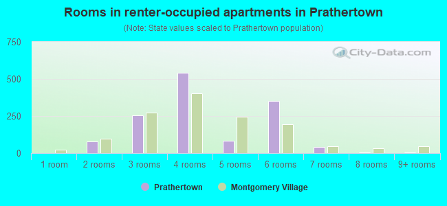 Rooms in renter-occupied apartments in Prathertown