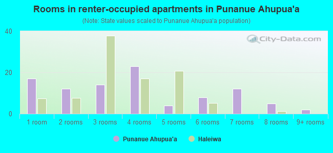 Rooms in renter-occupied apartments in Punanue Ahupua`a