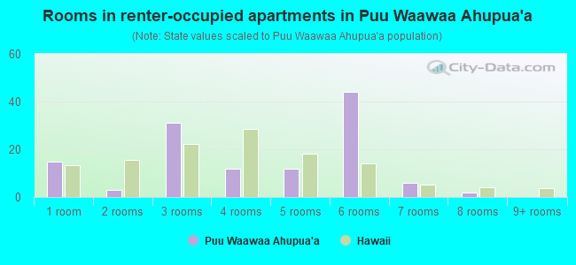 Rooms in renter-occupied apartments in Puu Waawaa Ahupua`a