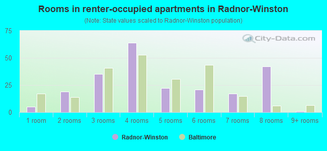 Rooms in renter-occupied apartments in Radnor-Winston